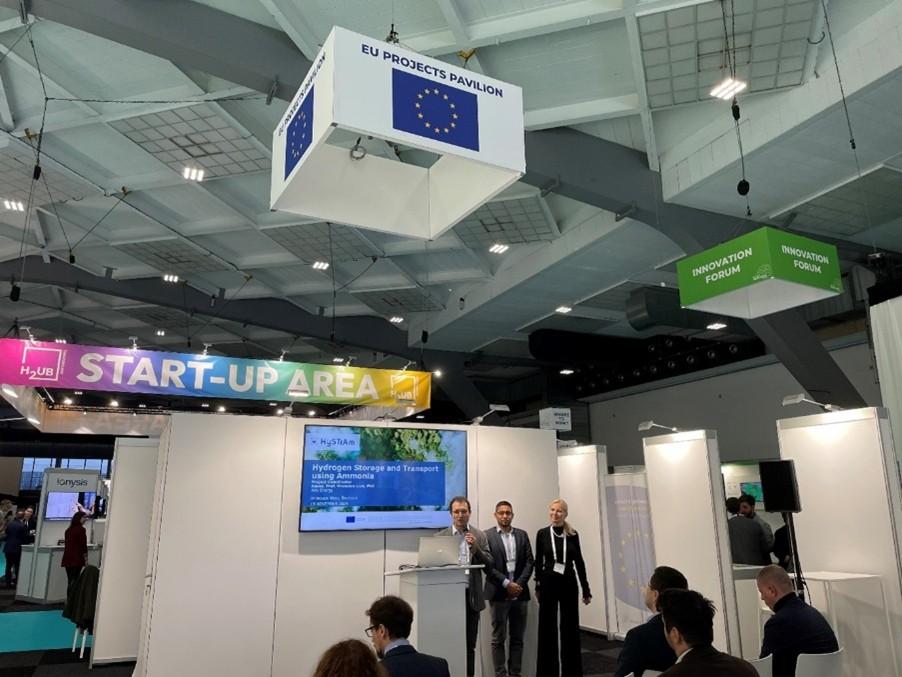 Fig. 5: Presentation of the HySTrAm project at Hydrogen Week 2024 in Brussels.